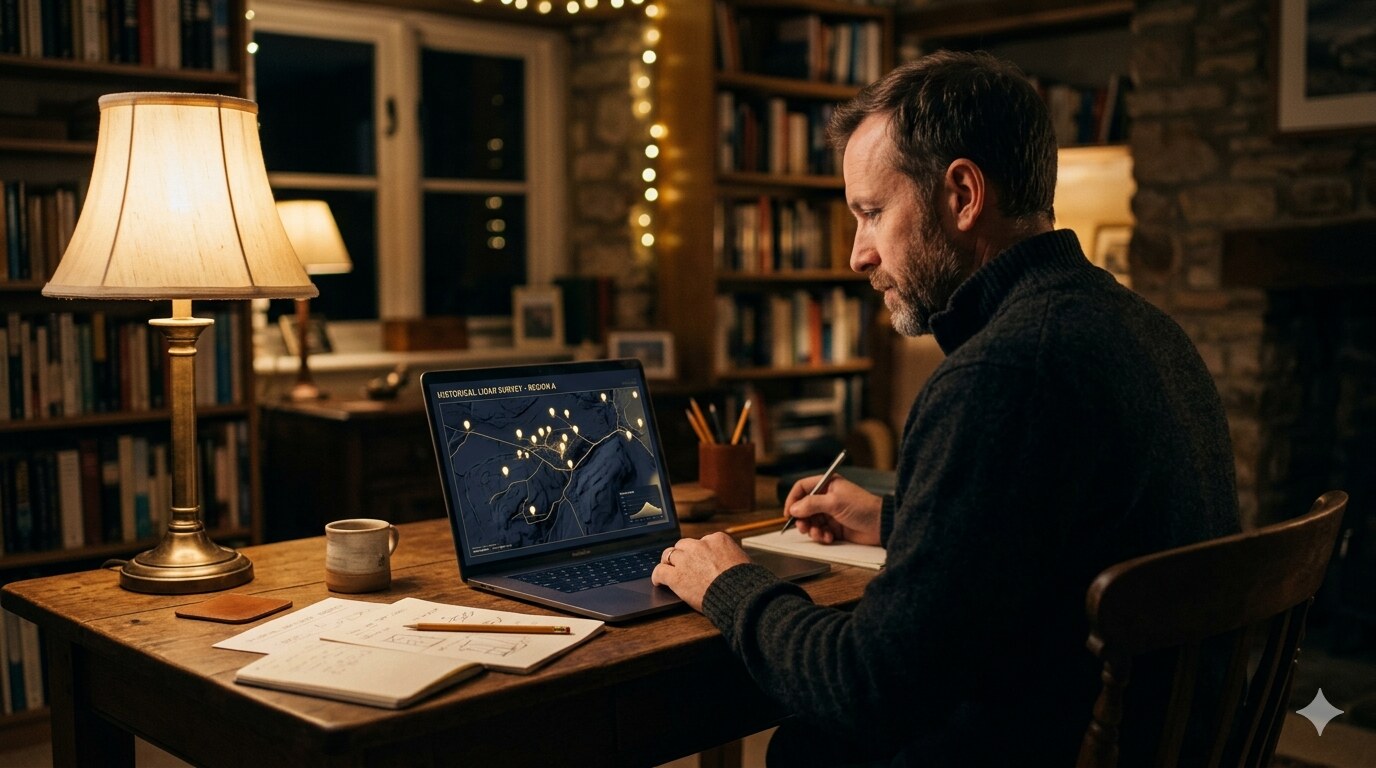 Dropping pins on a research map at home