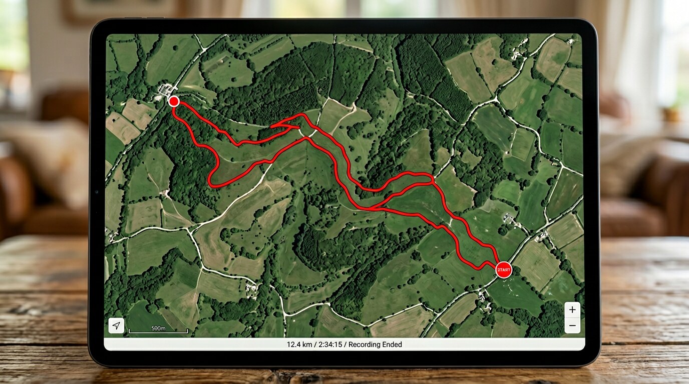 Map showing GPS track coverage across a searched area